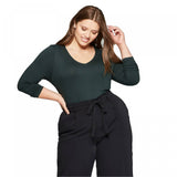 Ava & Viv Women's Plus Size Long Sleeve V-Neck T-Shirt