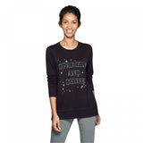 Knox Rose Women's Long Sleeve Crewneck Sparkle And Shine T-Shirt