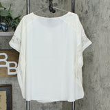 JM Collection Plus Size Lace Trim Ruffle Blouse
