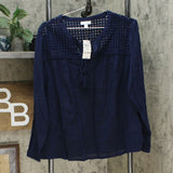 Charter Club Women's Tassel Tie Eyelet Yoke Top