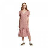 Wild Fable Women's Floral Print Short Sleeve V-Neck Button-Down Midi Dress