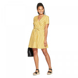 Xhilaration Striped Short Sleeve V-Neck Wrap Knit Mini Dress