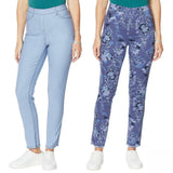 DG2 by Diane Gilman Women's Reversible Twill Pull On Skinny Jeans