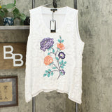 DG2 by Diane Gilman Women's Plus Size Embroidered Lace Front Tank Top