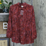 LOGO by Lori Goldstein Women's Stretch Woven Button Front Blouse