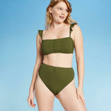 Xhilaration Women's Button Front Cheeky High Waist Bikini Bottom