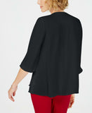 JM Collection Women's Jeweled V-Neck Tiered Hem Blouse