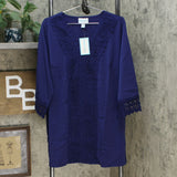 Caya Costa Women's 3/4 Sleeve Crochet Trim Tunic Top