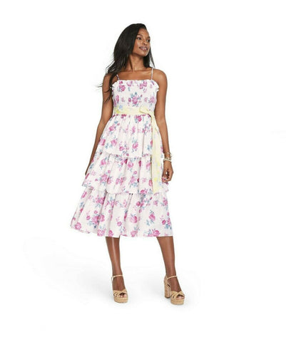 green emerald velvet dress LoveShackFancy for TRGT Women's Elise Smocked Tiered Dress – Biggybargains main image 1