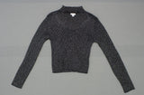 Xhilaration Women's Metallic Cutout Sweater Top Black