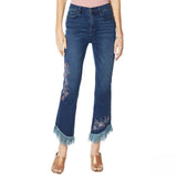 DG2 by Diane Gilman Embellished Fringe Hem Cropped Jeans Indigo Plus 22W