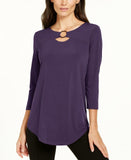 JM Collection Women's Ring Keyhole Knit Tunic Top