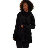 Cuddl Duds Women's Double Plush Velour Cowl Hood Wrap Black Medium