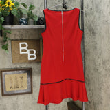 DKNY Women's Piped Flounce Hem Sheath Dress Scarlet Red 10