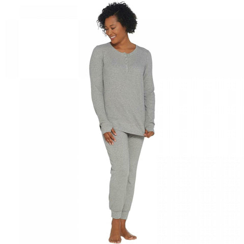 AnyBody Women's Petite Cozy Knit Waffle Pajama Set