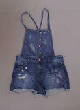 NWT Tinsel Town Womens Distressed Overalls Jean Shorts. TB022494 Medium
