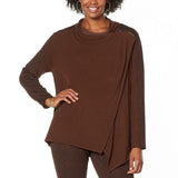 DG2 by Diane Gilman Women's Eco Ponte Drape Front Easy Jacket Espresso Large