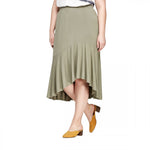 Ava & Viv Women's Plus Size Ruffle Hem High Low Skirt Olive Green Plus X