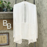 Rhonda Shear Women's Crochet Back Cardigan White Large