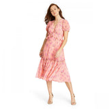 LoveShackFancy for TRGT Women's Floral Short Sleeve Fleur Midi Dress