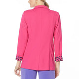 IMAN Women's Plus Size Global Chic Luxury Resort Blazer With Printed Cuffs