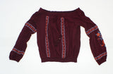 Xhilaration Women's Off The Shoulder Gypsy Shirt Blouse Maroon Medium