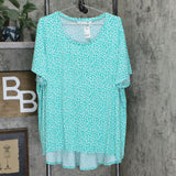 Susan Graver Size Plus Printed Liquid Knit Short Sleeve U-Neck Top