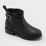 Cat & Jack Toddler Girls' Gitta Zipper Slip-On Moto Boots Black 11