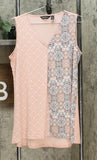 Nina Leonard Women's Twin Print Sleeveless Tunic Top Blush Large