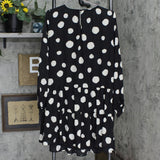 Who What Wear Polka Dot Long Sleeve Round Neck Button Back Tiered Mini Dress
