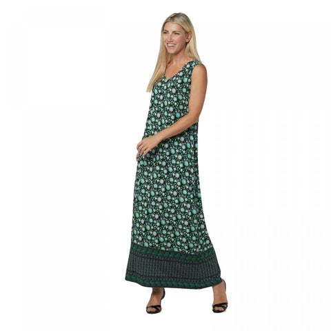 Joan Rivers Women's Mixed Print V-Neck Maxi Dress