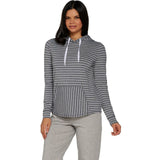AnyBody Plus Size Cozy Knit Light French Terry Striped Hoodie