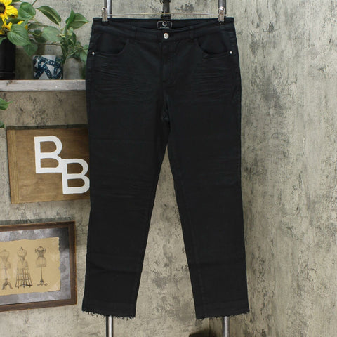 G by Giuliana Women's Downtown Denim Release Hem Colored Jeans Black 14