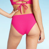 Shade & Shore Women's Ribbed Strappy Side Cheeky Bikini Bottom
