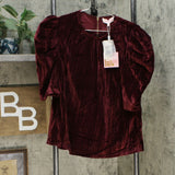 Leyden Women's Junior Fit Crushed Velvet Puff Sleeve Top