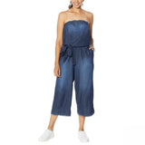 Colleen Lopez Women's Plus Size Strapless Chambray Denim Jumpsuit