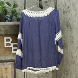 Curations Women's Crochet Trimmed Woven Top