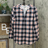 Lemon Way Women's Plaid Woven Long Sleeve Blouse