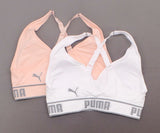 Puma 2 Pack Medium Impact Seamless Sports Bras Pink White Small