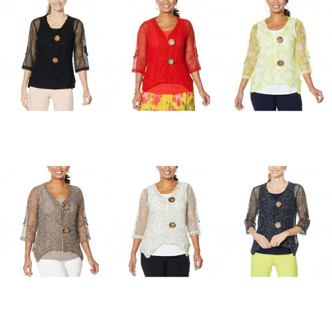 Nina Leonard Women's Coconut Button Bolero Sweater With Tank Top