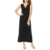 Nina Leonard Women's Miracle Matte Jersey Ruffle Neck Maxi Dress Black Large