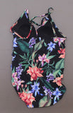 Aqua Green Women's Wrap One Piece Swimsuit Black Large