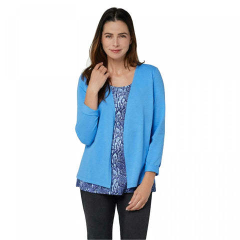 Denim & Co. Women's Slub Knit Cardigan With Attached Tank Top