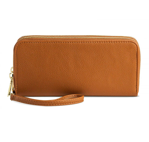 A New Day Double Zipper Faux Leather Wallet With Wristlet
