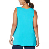 DG2 by Diane Gilman Women's Front Pleated Mixed Media Easy Tank Blouse