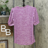 DG2 by Diane Gilman Women's Balloon Sleeve T-Shirt Purple Small