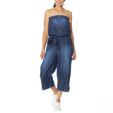 Colleen Lopez Women's Strapless Belted Chambray Denim Jumpsuit