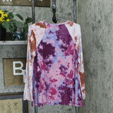 LOGO by Lori Goldstein Women's Colorblock Shoulder Tie-Dye Tunic Top