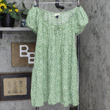 Universal Thread Women's Puff Short Sleeve Day Dress Green Floral L