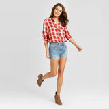 Universal Thread Women's Plaid Long Sleeve Button-Down Shirt